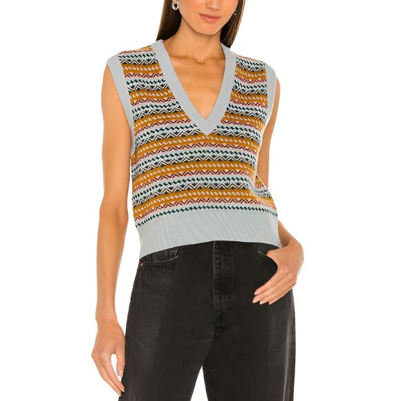 Veronica Beard Revolve Helenika Merino Wool Blend Fair‎ Isle Sweater Vest Size S - Picture 1 of 6